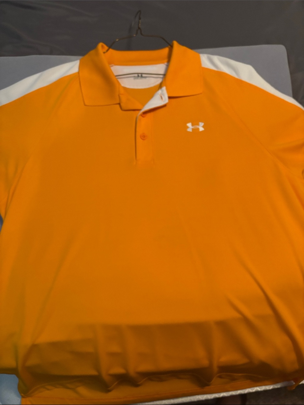 Under Armour Men’s Orange Polo with White Shoulder Panels